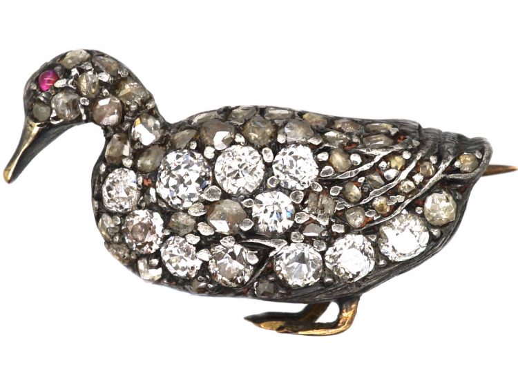 Edwardian Diamond Set Duck Brooch