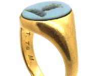 Edwardian 18ct Gold Signet Ring set with Banded Onyx with Intaglio of a Crowned Duke