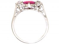 Edwardian Platinum, Pink Sapphire & Diamond Three Stone Ring