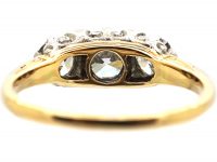 Early 20th Century 14ct Gold & Platinum, Three Stone Diamond Carved Half Hoop Ring