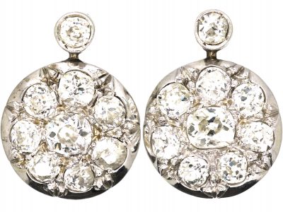 Early 20th Century 18ct White Gold, Diamond Cluster Earrings