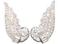 Art Deco Platinum & Diamond Wing Earrings