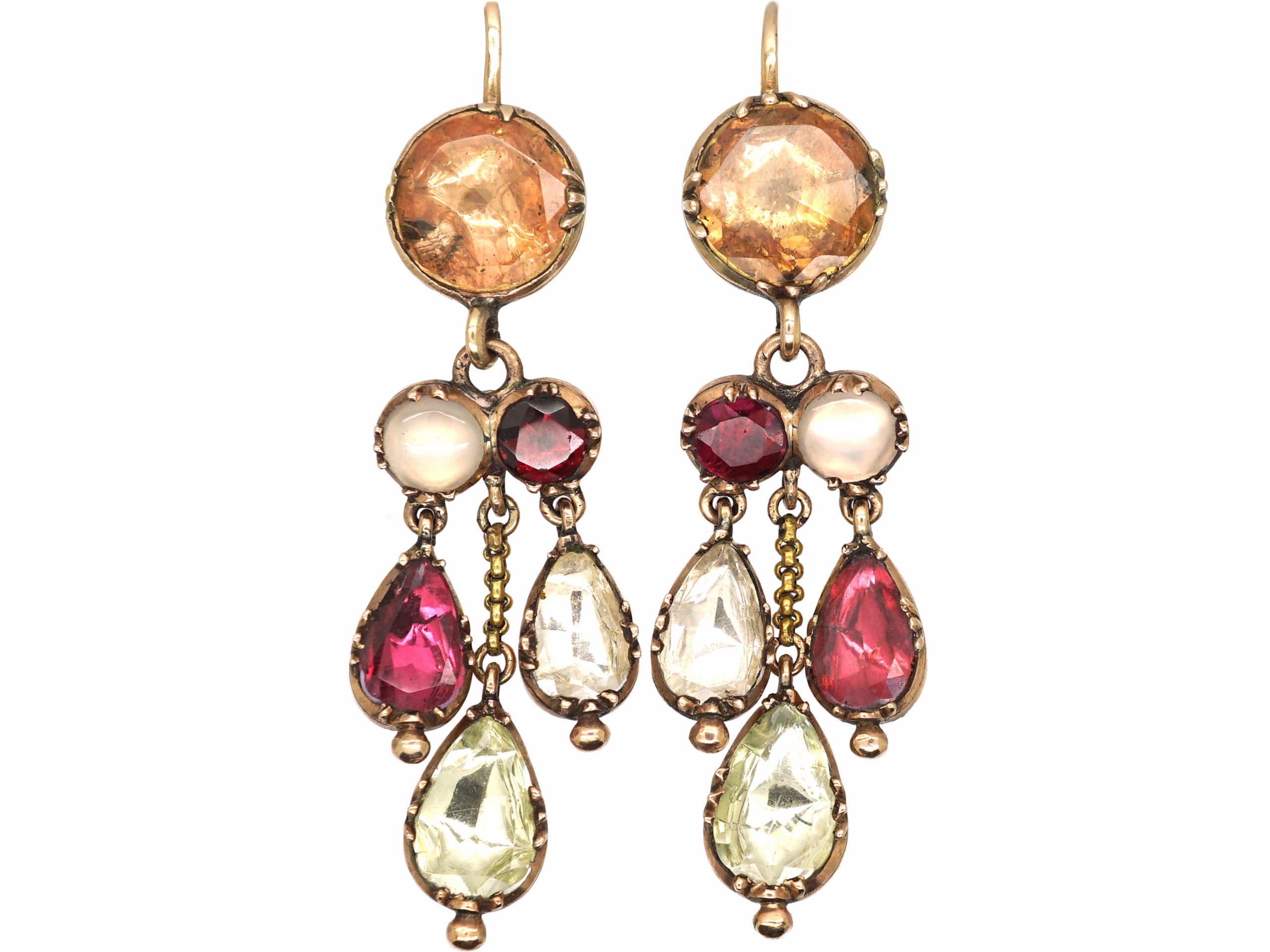 Georgian Harlequin Triple Drop Earrings (504W) | The Antique Jewellery ...