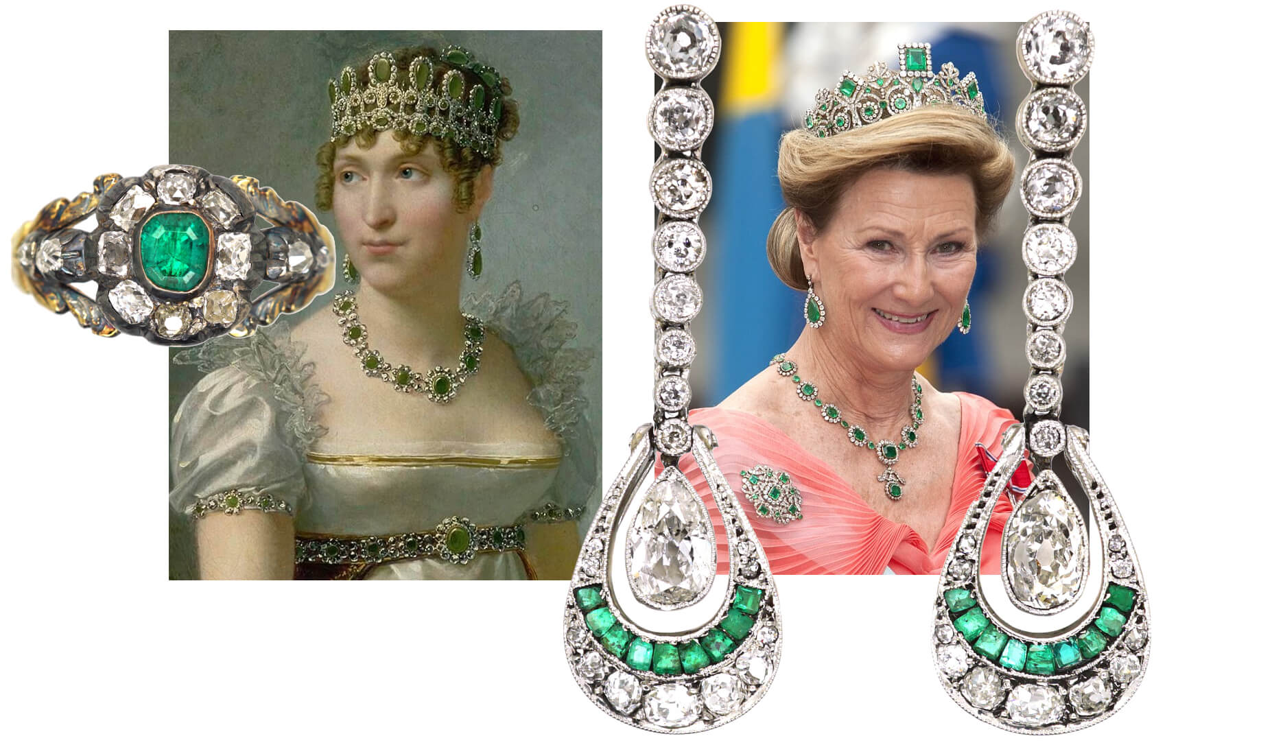 Emerald engagement rings - Hortense de Beauharnais and Queen Sonja of Norway