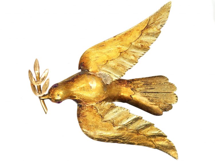 Regency 15ct Two Colour Gold Dove of Peace Brooch