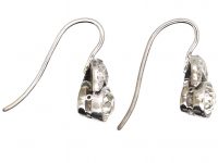 Edwardian 18ct White Gold Flower Bud & Leaf Earrings set with Diamonds