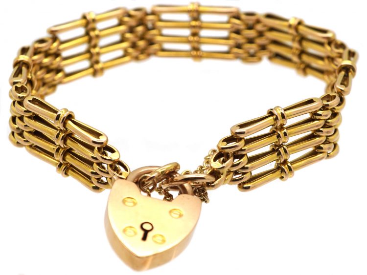 Edwardian 15ct Gold Gate Bracelet with Padlock