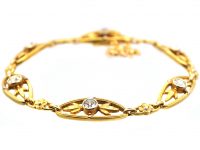 Early 20th Century French 18ct Gold Bracelet set with Six Diamonds