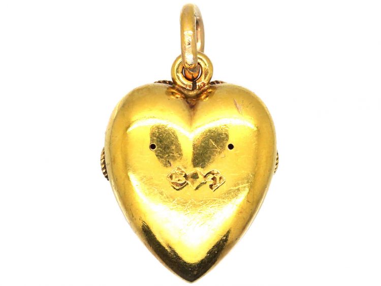 Victorian 15ct Gold Heart Etruscan Revival Heart Shaped Pendant