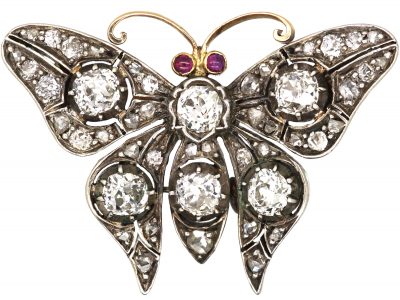 Victorian Diamond Set Butterfly Brooch