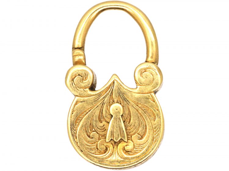 Georgian Small Gold Engraved Padlock