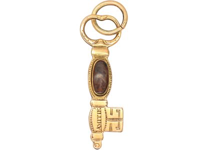 Georgian 9ct Gold Key with Locket & Engraved Amitie
