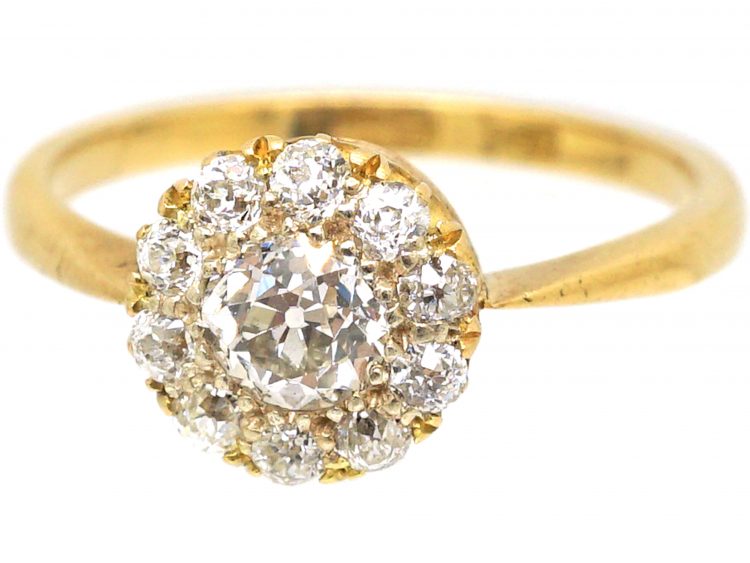 Edwardian 18ct Gold Diamond Cluster Ring