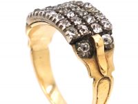 Georgian 15ct Gold & Silver Four Row Old Mine Cut Diamond Ring