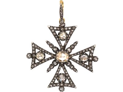 Georgian Maltese Cross Pendant set with Diamonds