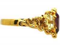 Regency 18ct Gold, Chrysolite & Almandine Garnet Ring