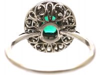 Edwardian Platinum, Emerald & Diamond Double Cluster Ring