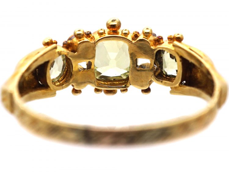Regency 15ct Gold, Three Stone Chrysolite & Ruby Ring
