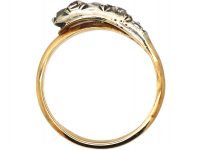 Georgian 15ct Gold & Silver, Rose Diamond Snake Ring with Ruby Eyes
