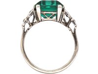 Art Deco 18ct White Gold & Platinum, Green Tourmaline & Diamond Ring