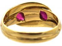 Victorian 18ct Gold Snake Ring set with Two Pear Shaped Rubies