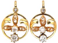 Early 20th Century 18ct Gold Flower Earrings set with Diamonds