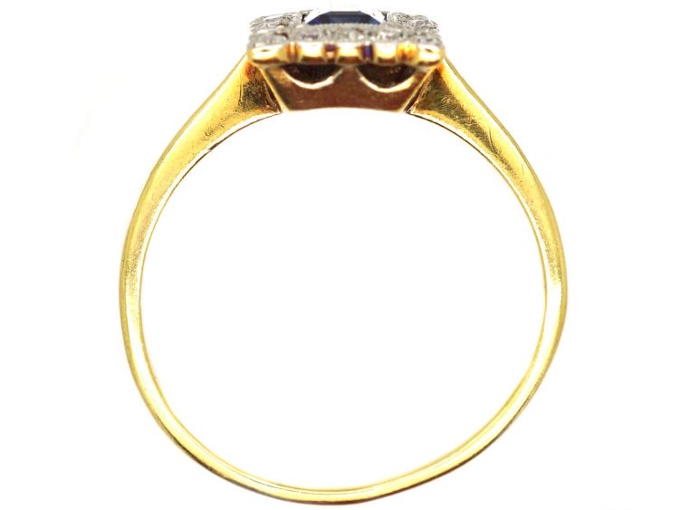 Early 20th Century 18ct Gold & Platinum, Sapphire & Diamond Rectangular Ring