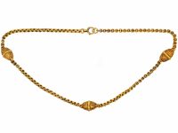 Victorian 15ct Gold Chain Interspersed with Three Oval Etruscan Revival Sections