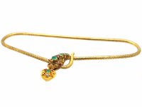 Victorian 18ct Gold Snake Necklace set with Emeralds & Rubies