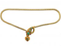 Victorian 18ct Gold Snake Necklace set with Emeralds & Rubies