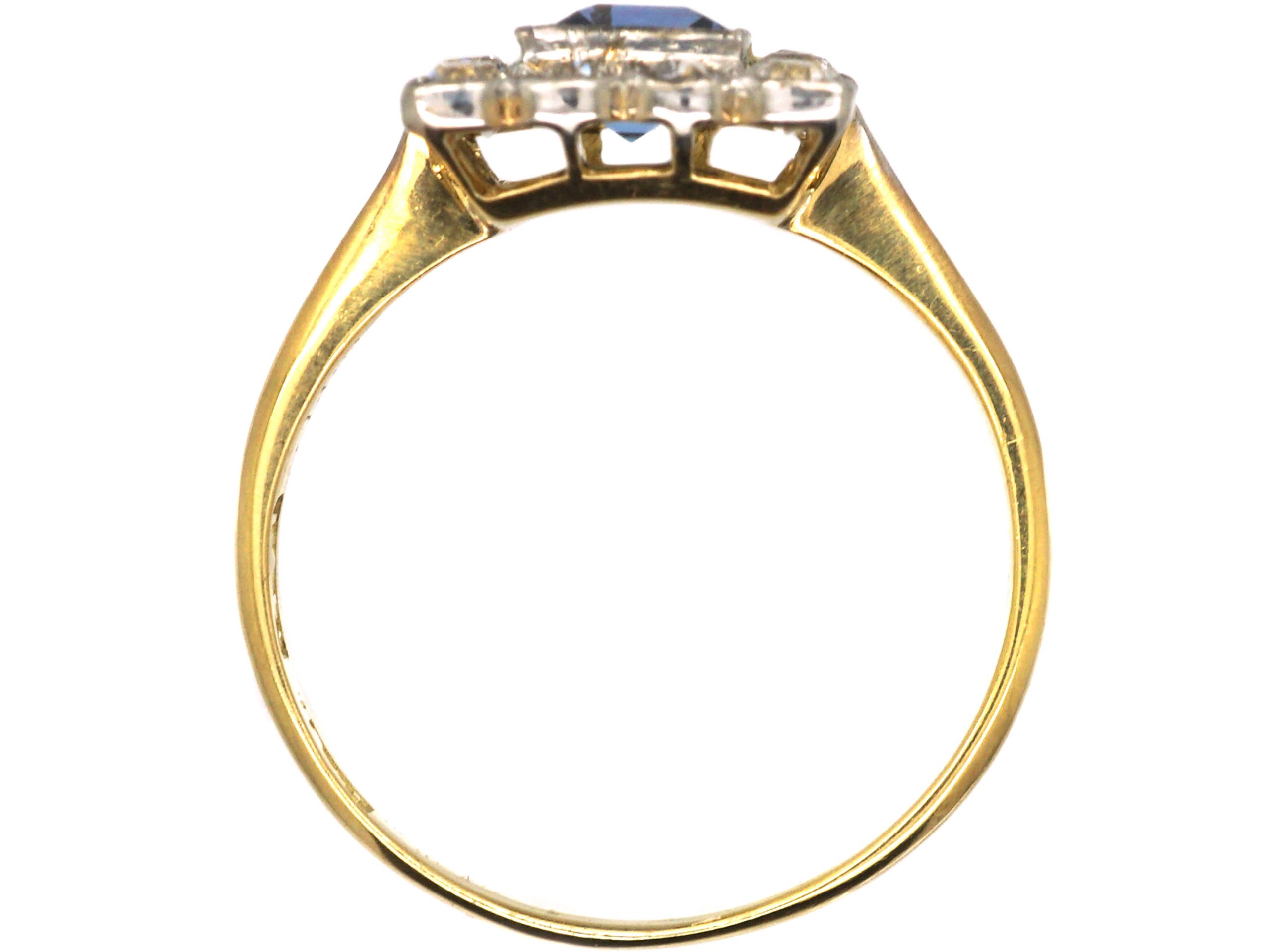 Edwardian 18ct Gold & Platinum, Sapphire & Diamond Square Ring (650W ...