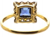 Edwardian 18ct Gold & Platinum, Sapphire & Diamond Square Ring