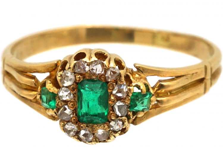 Victorian 18ct Gold, Emerald & Diamond Cluster Ring (433W) | The ...