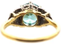 Art Deco 18ct Gold & Platinum, Zircon & Diamond Ring