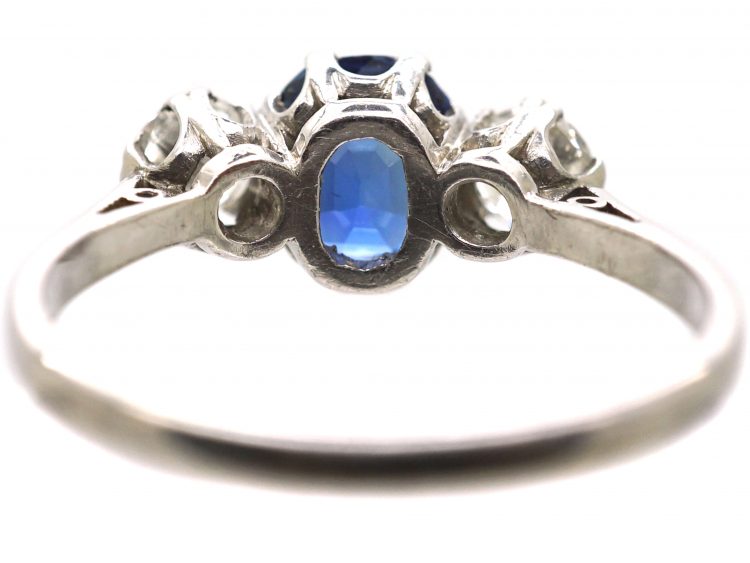 Early 20th Century Platinum, Sapphire & Diamond Three Stone Ring