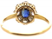 Edwardian 18ct Gold & Platinum, Sapphire & Diamond Cluster Ring