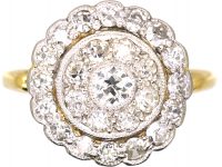 Edwardian 18ct Gold & Platinum, Diamond Cluster Target Ring