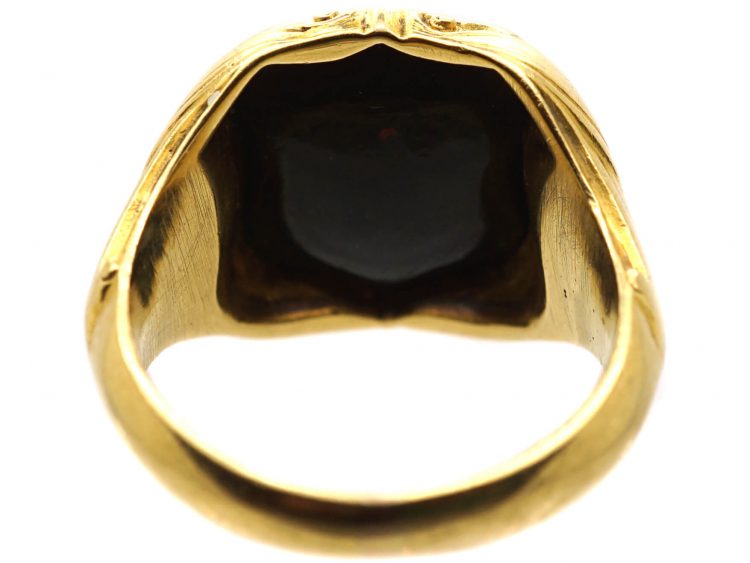 Victorian 18ct Gold Signet Ring with a Bloodstone Intaglio of a Peacock & Crown