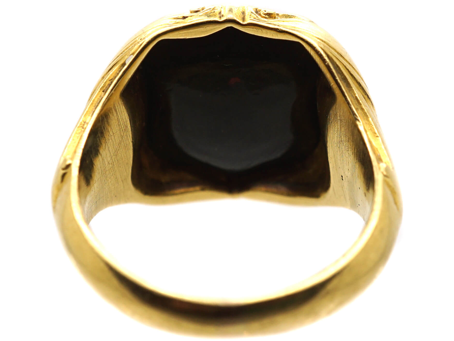 Victorian 18ct Gold Signet Ring with a Bloodstone Intaglio of a Peacock ...