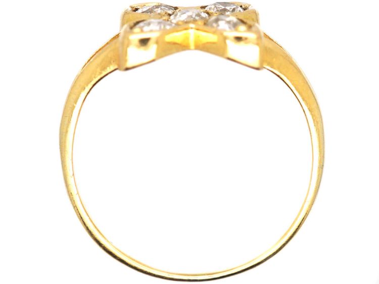 Edwardian 18ct Gold Kiss Ring set with Diamonds