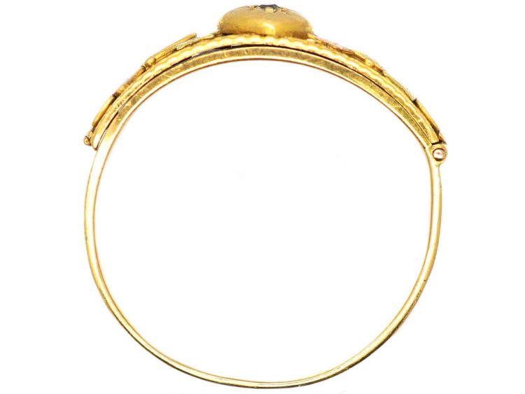 Edwardian 18ct Three Colour Gold & Diamond Heart Ring that Hinges Open & Spells Regard