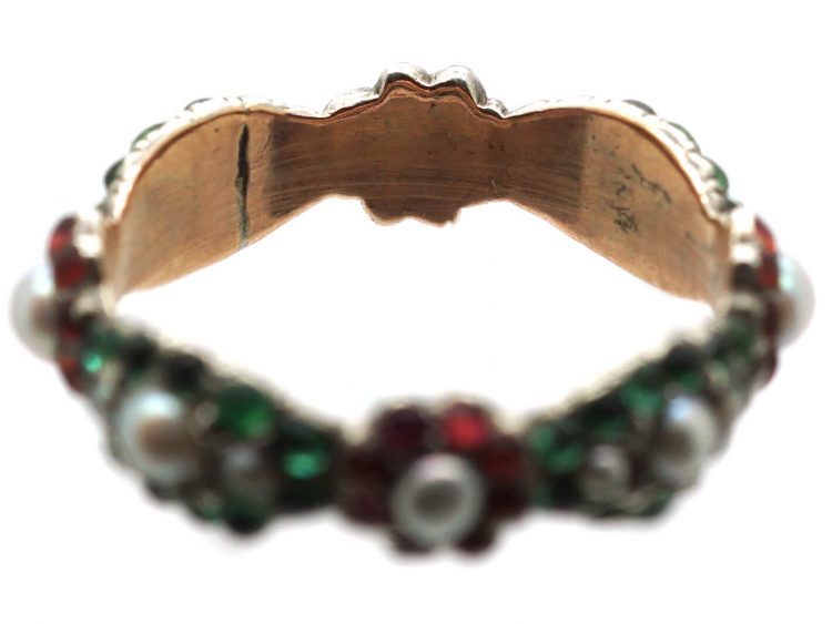 Georgian Gold & Silver Coloured Paste & Natural Split Pearl Eternity Ring