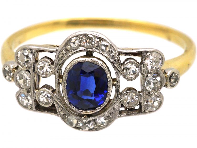 Edwardian 18ct Gold & Platinum, Sapphire & Diamond Ring (803W) | The ...