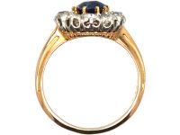 French Belle Epoque 18ct Gold & Platinum, Large Sapphire & Diamond Cluster Ring
