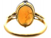 Art Deco 18ct Gold & Platinum, Opal Ring with Diamond Set Shoulders