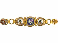 19th Century 18ct Gold Micro Mosaic Bracelet with Dove & Beetle Motifs