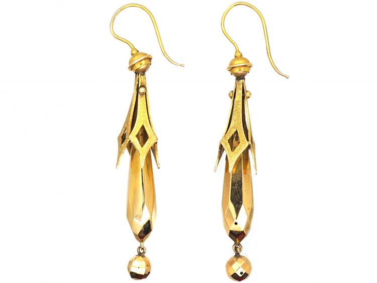 Victorian 15ct Gold Long Drop Earrings