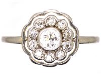 Edwardian 18ct Gold & Platinum, Diamond Cluster Ring