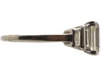 Art Deco Platinum, Five Stone Rectangular Cut & Baguette Cut Diamond Ring