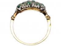 Edwardian 18ct Gold & Platinum, Chequerboard Ring set with Emeralds & Diamonds